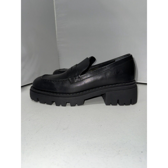 Free People Women's Lyra Lug Sole Black Leather Loafers Sz 11 - Picture 15 of 16